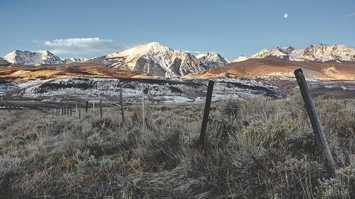 Snow capped peaks of the Rocky Mountains