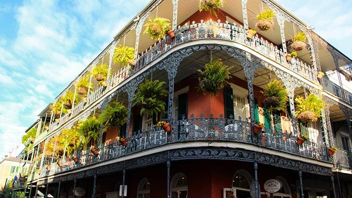 French Colonial building in the French Quarter