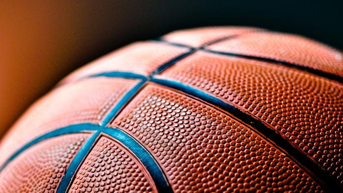 A close up of a basketball