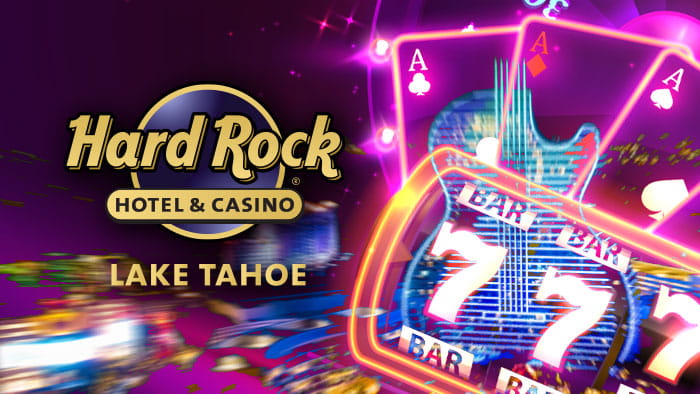 Hard Rock Hotel and Casino logo with the hotel in the background
