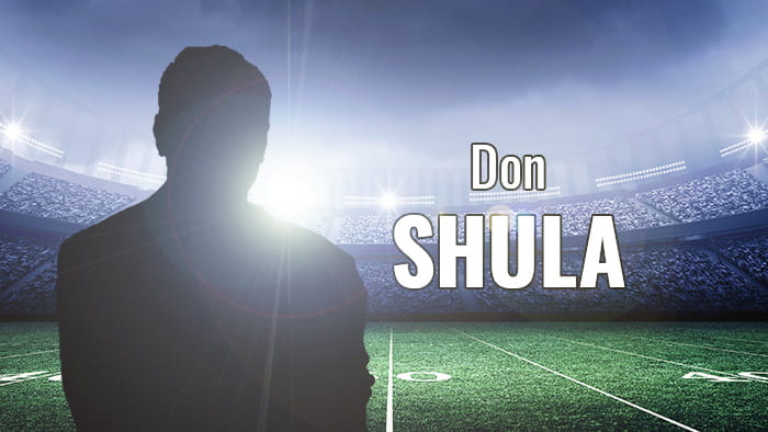 A silhouette representing Don Shula in a football stadium
