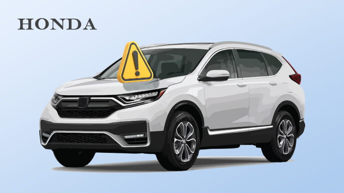 A Honda car with a warning sign indicating airbag issues