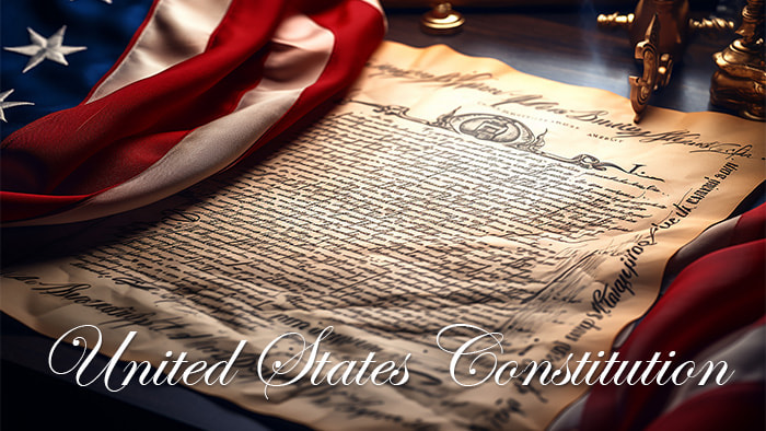 The original United States Constitution displayed in a protective case, showcasing its aged parchment and elegant script.