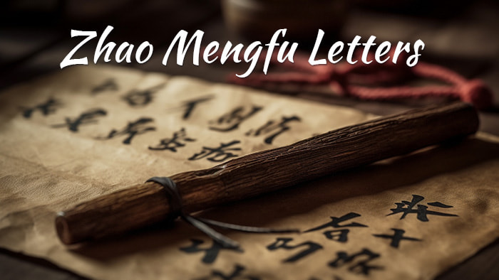 Ancient, delicate letters from Zhao Mengfu, adorned with traditional Chinese calligraphy and preserved with utmost care.
