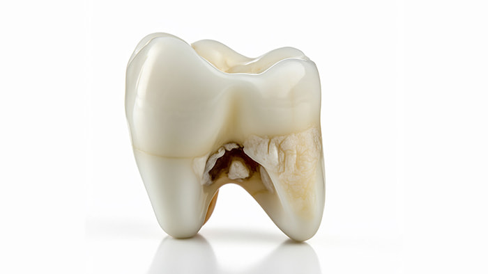 A representation of a tooth, symbolizing the one once owned by John Lennon.