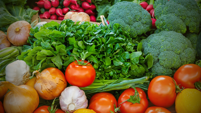 A variety of fresh organic vegetables on display.