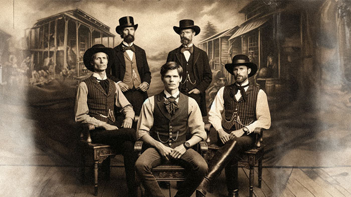 Butch Cassidy in classic Western attire, leader of the Wild Bunch
