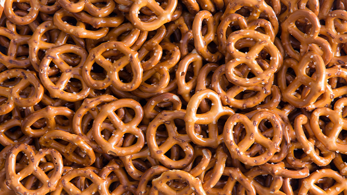 A pile of crunchy pretzels with a perfect twist