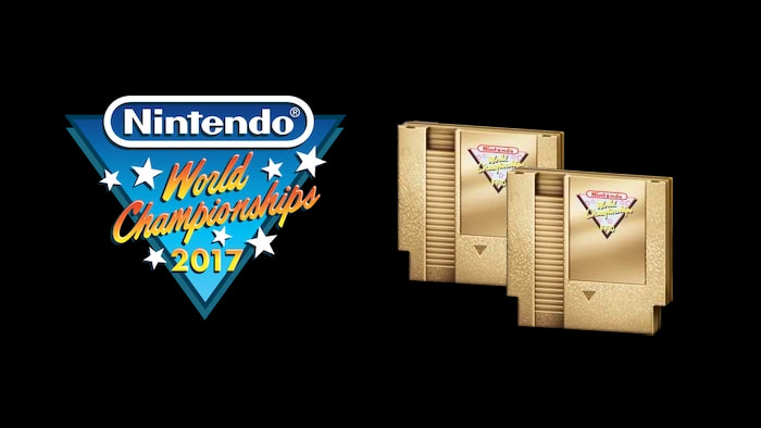 A rare gold cartridge of Nintendo World Championships for the NES