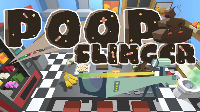 The cover art of Poop Slinger for PS4, showcasing its humorous and quirky design